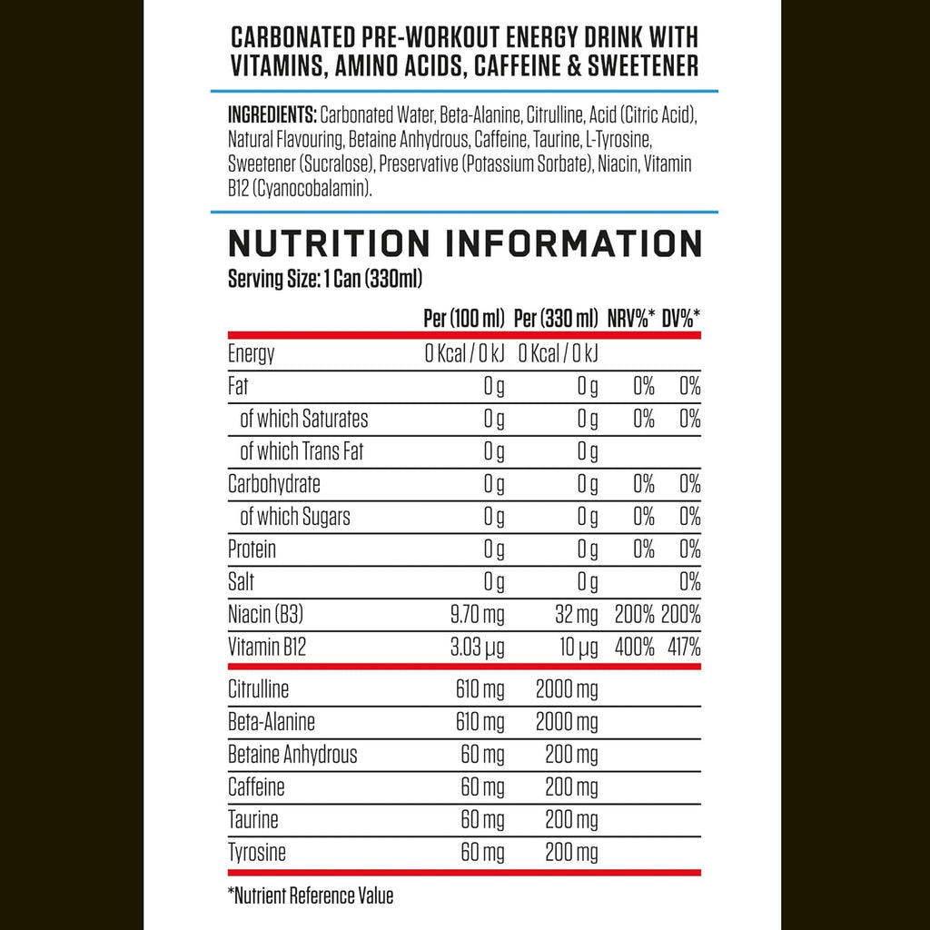 Applied Nutrition ABE (All Black Everything) Carbonated Can 12x330ml