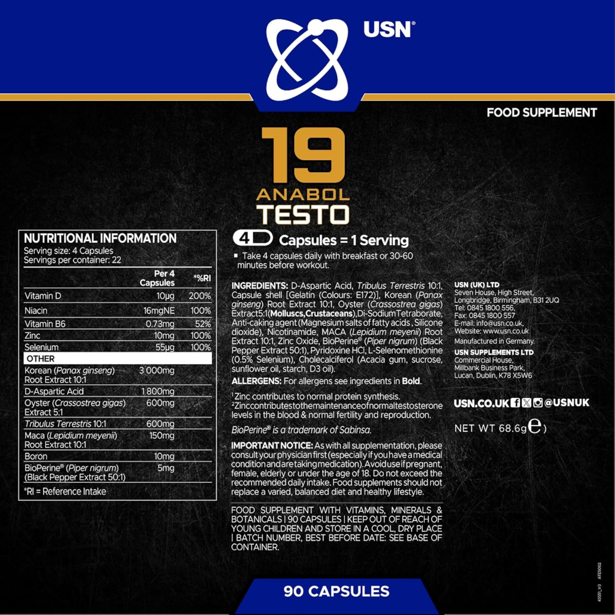 USN 19 Anabol Testo Capsules