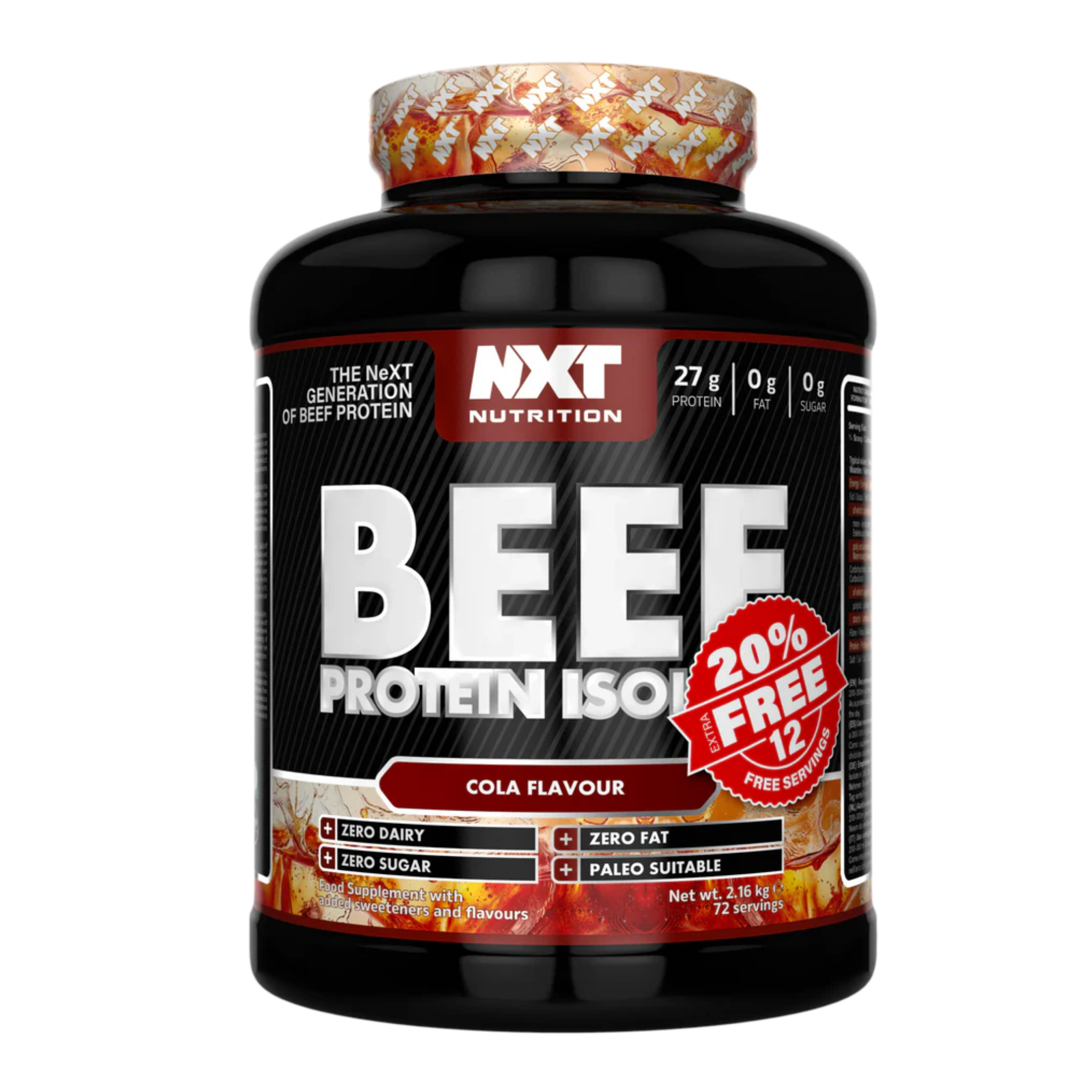 NXT Nutrition Beef Protein Isolate Powder 1.8kg + FREE GIFT